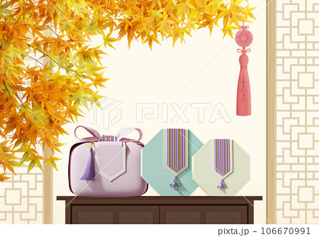 Various 3d rendering backgrounds of Korean Chuseok holiday . 106670991