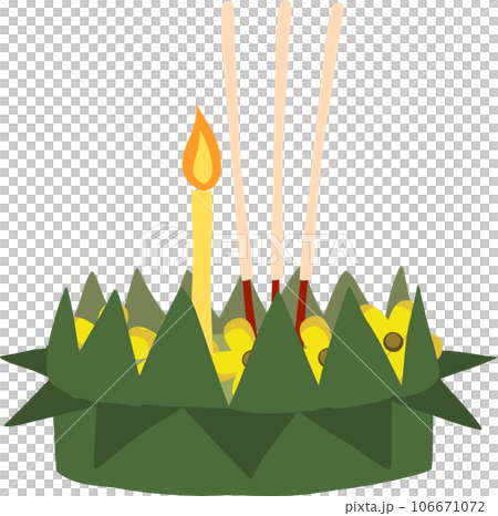 Thai Krathong Festival Illustration. Beautiful Candlelit Krathong. 106671072