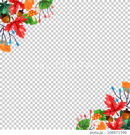 紅葉と木の実の秋フレームイラスト 106671390