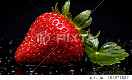 One strawberry on a black background One strawberry on a black background 106671827