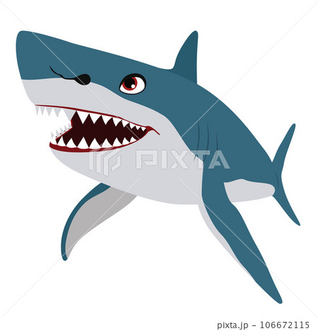 Smiling Toothy White Shark Cartoon Mascot Character 106672115