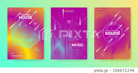 Blue Purple Dance Music Flyer. Electronic Party Poster. Vector 3d Blue Purple Dance Music Flyer. Electronic Party Poster. Vector 3d 106672246