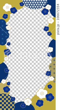Plum and Japanese Pattern Japanese Style New Year Banner Frame Background / Vertical / Transparent / Blue Plum and Japanese Pattern Japanese Style New Year Banner Frame Background / Vertical / Transparent / Blue 106672354
