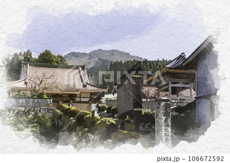 水彩画風 智頭宿 興雲寺 鳥取県八頭郡智頭町 水彩画風 智頭宿 興雲寺 鳥取県八頭郡智頭町 106672592