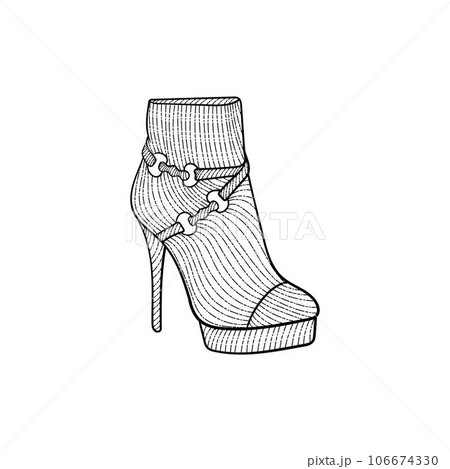 Stylish boots woman line art creative design 106674330