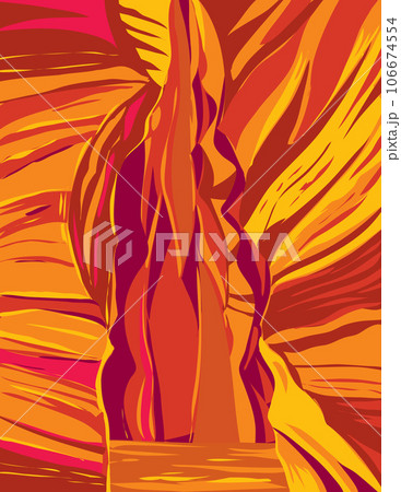 Navajo Upper Antelope Canyon in Lake Powell Navajo Tribal Park Arizona USA WPA Art Poster 106674554