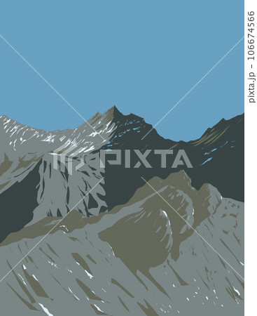 Black Cuillin on Cuillin Ridge in the Isle of Skye in Scotland WPA Art Deco Poster 106674566