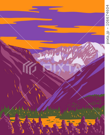 Sacred Valley of the Incas or the Urubamba Valley in the Andes Peru WPA Art Deco Poster 106674604