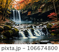 紅葉と滝 106674800