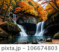 紅葉と滝 106674803