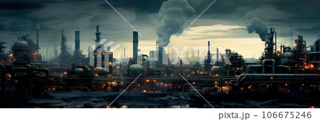 sprawling industrial complex with factories, warehouses, and a web of transportation infrastructure. Generative AI sprawling industrial complex with factories, warehouses, and a web of transportation infrastructure. Generative AI 106675246