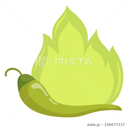 Green hot pepper. Cartoon burning spice icon 106675337