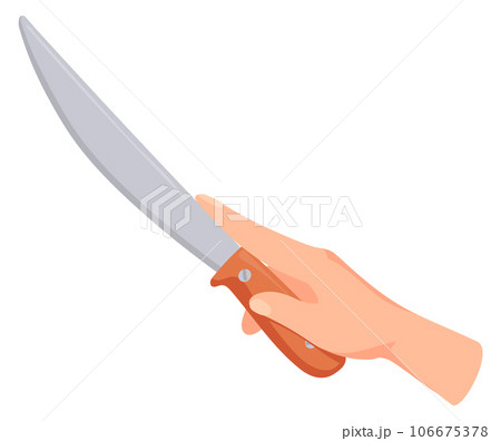 Hand hold kitchen knife. Cooking cartoon icon 106675378