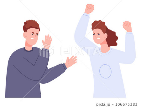 People yelling at quarrel. Fighting angry man and woman People yelling at quarrel. Fighting angry man and woman 106675383