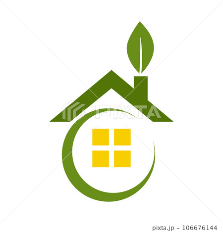 Leaf and green house logo template 106676144
