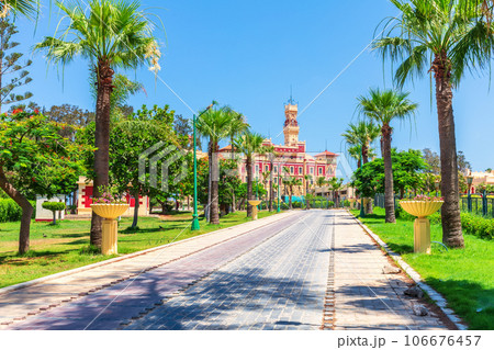 El-Montaza Park, the former expansive royal gardens and famous Montaza Palace, beautiful view of Alexandria, Egypt El-Montaza Park, the former expansive royal gardens and famous Montaza Palace, beautiful view of Alexandria, Egypt 106676457