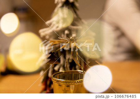 christmas festive decoration on the table selective focus christmas festive decoration on the table selective focus 106676485