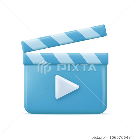 Movie clapper board, film slate with play button. Vector Movie clapper board, film slate with play button. Vector 106676648