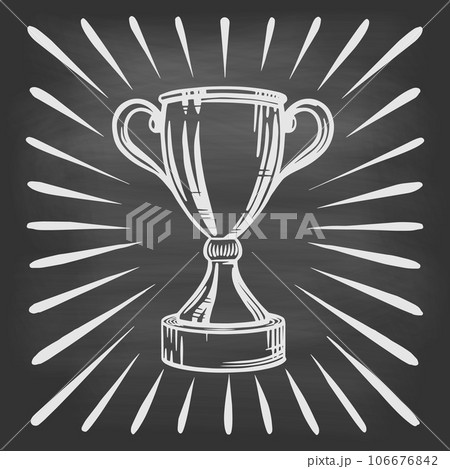 Cup with rays of glory on black background Cup with rays of glory on black background 106676842