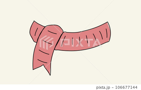 Red hand drawn scarf in cartoon style. Vector illustraion. 106677144