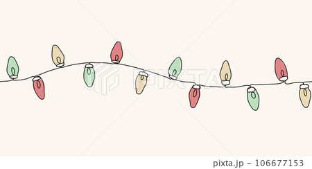 Horizontal pattern of light bulb garland. Vector illustration. 106677153
