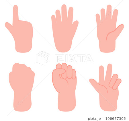 Hand gestures set. Pointing finger and fist front and back view 106677306