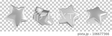 Silver star in different angles 3d illustration set - glossy grey metallic floating star-shaped design element for rating or winner concept. Symbol of best quality and good rating. Silver star in different angles 3d illustration set - glossy grey metallic floating star-shaped design element for rating or winner concept. Symbol of best quality and good rating. 106677366