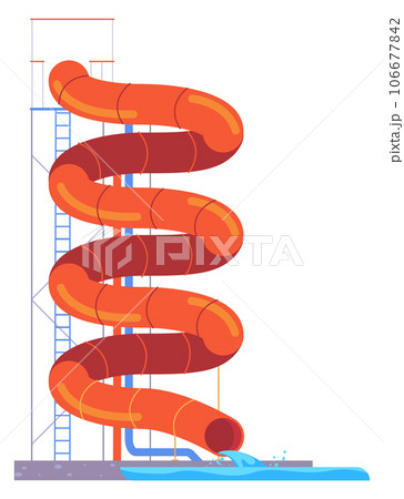 Plastic spiral tube. Water park attraction ride Plastic spiral tube. Water park attraction ride 106677842