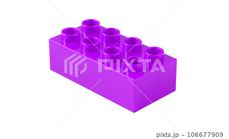 Electric Purple Plastic Lego Block Isolated on a White Background. Electric Purple Plastic Lego Block Isolated on a White Background. 106677909