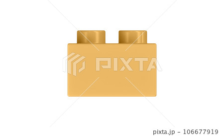 Light Gold Lego Block Isolated on a White Background. 106677919