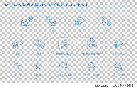 いろいろな犬と猫のシンプルアイコンセット、ベクター いろいろな犬と猫のシンプルアイコンセット、ベクター 106677991