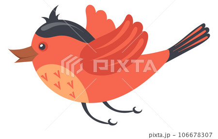 Flying bird. Cute winges animal. Colorful character Flying bird. Cute winges animal. Colorful character 106678307