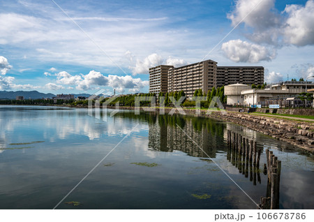 膳所城跡公園から眺めた琵琶湖岸風景 106678786