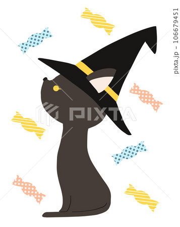 魔女の帽子をかぶった黒猫 魔女の帽子をかぶった黒猫 106679451
