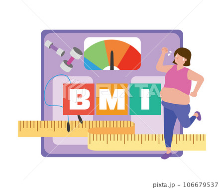 BMIの文字とダイエットする女性 106679537