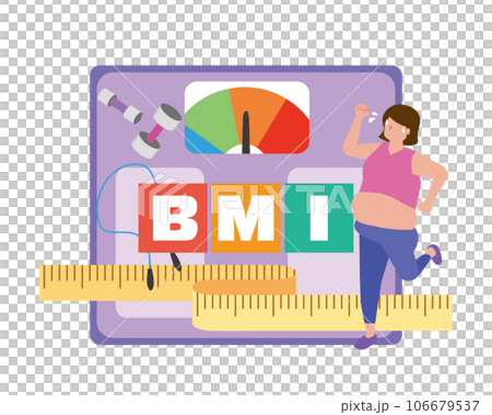 BMIの文字とダイエットする女性 106679537