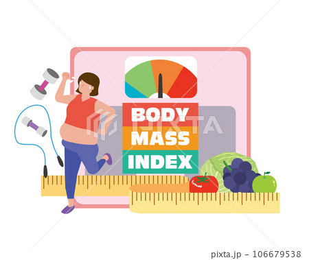 BMIの文字とダイエットする女性 106679538