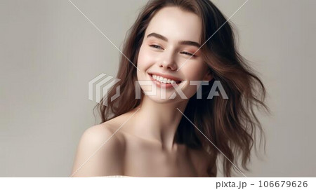 スキンケア・美容・洗顔・お風呂上がりイメージの裸の白人女性 106679626
