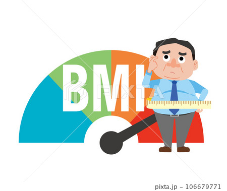 BMIの文字と悩む男性 106679771