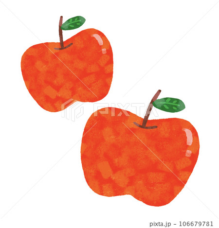 手描き　2個のかわいいりんごのイラスト　テクスチャあり 106679781