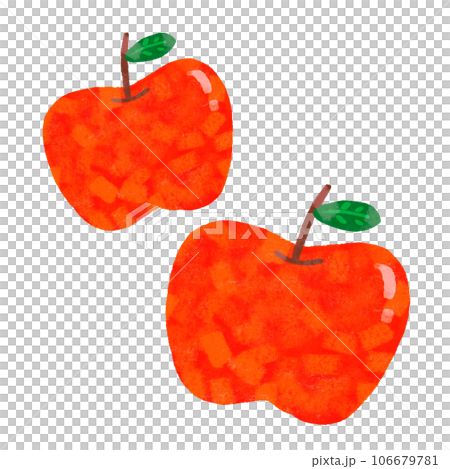 手描き　2個のかわいいりんごのイラスト　テクスチャあり 106679781