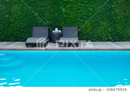 Pool Bed Beside Swimming Pool for Relaxation in the Holiday and Vacation 106679938