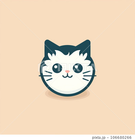 まん丸お顔の猫さんアイコンのイラスト素材 [106680266] - PIXTA
