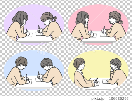 男女學生學習插畫素材 106680295