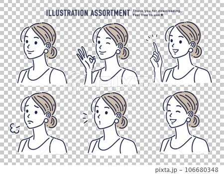 Illustration material set of women Illustration material set of women 106680348