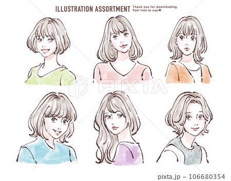 女性のイラスト素材セット 女性のイラスト素材セット 106680354