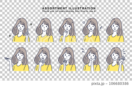 Illustration material set of women Illustration material set of women 106680386