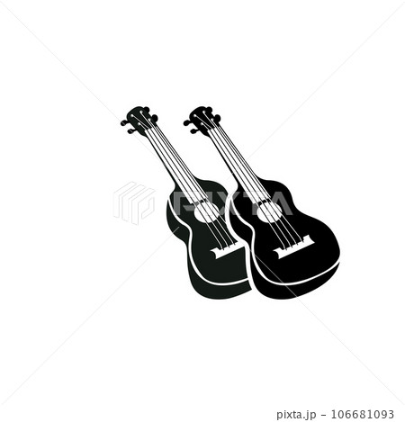 Guitar Logo, Ukulele Musical instrument Vector, Simple Silhouette Design Guitar Logo, Ukulele Musical instrument Vector, Simple Silhouette Design 106681093