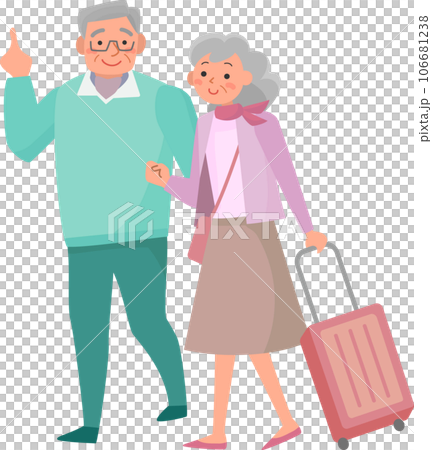 Smiling senior couple going on a trip 106681238