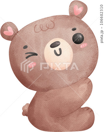 Cute Teddy bear watercolor cartoon hand painting illustration 106682310